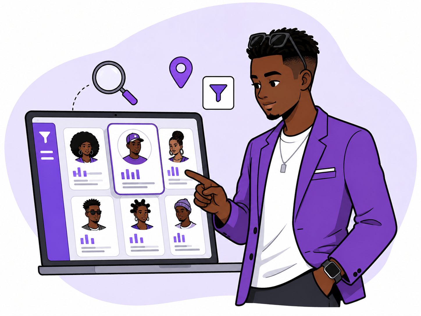 Illustration of a brand discovering creator talent